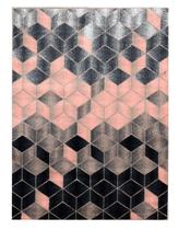 Tapete Sala Cubos 3D Ladrilho Rose Salmao 200X250 Alisa