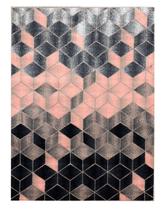 Tapete Sala Cubos 3D Ladrilho Rose Salmao 200X250 Alisa