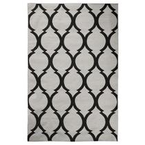 Tapete Sala Decorativo 100X150 Cm Geometrico Arabesco Preto