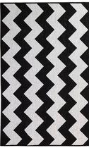 Tapete Sala Decorativo 50X100 Cm Geometrico Zigzag Preto