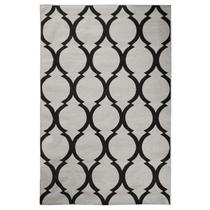 Tapete Sala Decorativo 50X150 Cm Geometrico Arabesco Preto