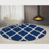 Tapete Sala Decorativo 90Cm Redondo Geometric Arabesco Azul Tapete Sala Decorativo 90Cm Redondo Geometric Arabesco Azul