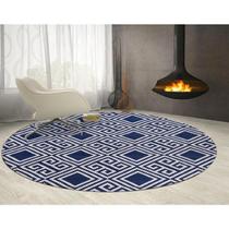Tapete Sala Decorativo 90Cm Redondo Geometrico Grego ul