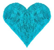 Tapete Sala Felpudo Peludo Azul Turquesa Coração 100 cm