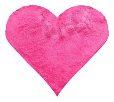 Tapete Sala Felpudo Peludo Rosa Coração 100 cm