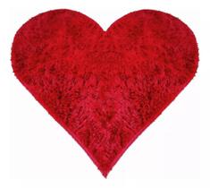 Tapete Sala Felpudo Peludo Vermelho Coração 140 cm