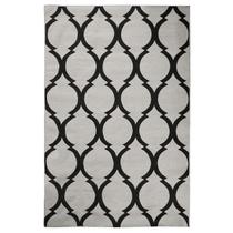 Tapete Sala Geometrico Arabesco 100X150 Cm Prata Preto 40