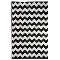 Tapete Sala Geométrico Zigzag 100X150 Cm Lavável Preto Prata Tapete Sala Geométrico Zigzag 100X150 Cm Lavável Preto Prata