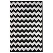 Tapete Sala Geométrico Zigzag 200X300 Cm Lavável Preto Prata