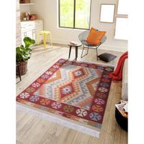 Tapete Sala Indiano Kilim 300x240 Quarto Sem Pelo Antiderrapante Colors Dupla Face