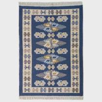 Tapete Sala Kilin Gashgai 200X250 Dupla Face Tribal 1 Azul
