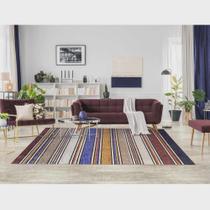 Tapete Sala Listrado Colorido 200X250 Lavavel Antiderrapante