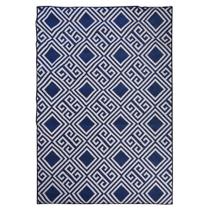 Tapete Sala Magia Geométrico Grego 200X250 Cm Azul Lavável