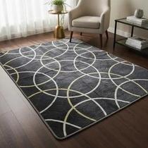 Tapete Sala pelo baixo geométrico veludo 2,00x1,40 facil de limpar