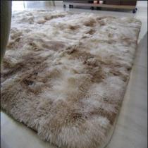 Tapete Sala Peludo Felpudo Luxo 2,00 x 1,40 Pelo Macio Bege Mesclado
