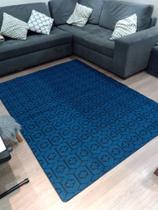 Tapete Sala Quarto, 1,50x2,00 Carpete Fácil De Limpar! Azul - De Coração Shop