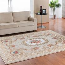 Tapete Sala Quarto 2,00x3,00 Antiderrapante Niazitex Jasmin Tulipa Bege