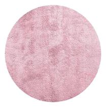 Tapete Sala Quarto Antiderrapante Macio Apolo Felpudo Pelo Baixo 1M Redondo Rosa Bebê - Prata Têxtil