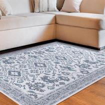 Tapete sala quarto escritorio funcional medalhão 1,50x2,00 azul com cinza j serrano