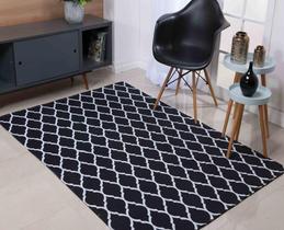 Tapete Sala Quarto Geométrico 2,00 x 1,36 Copas Preto e Branco