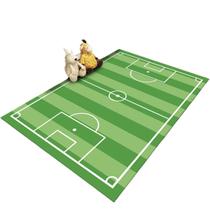 Tapete Sala Quarto Infantil Criança Bebe Kids Menino Campo Futebol Verde Emborrachado Antiderrapante