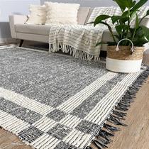 Tapete Sala Quarto Lavavel Algodao Rustico Dupla face Confy 150x200 Cinza