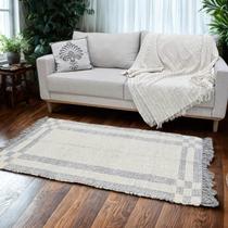 Tapete Sala Quarto Lavavel Algodao Rustico Dupla Face Confy 80x150 Cinza