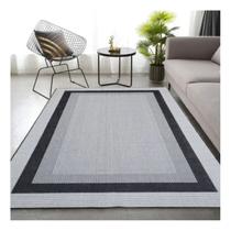 Tapete Sala Quarto Sisal Cinza Preto 1,00x1,50m Facil Limpar