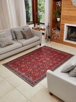 Tapete Sala Quarto Vermelho Grande Antiderrapante Antialérgico Clássico 200x140 Cm