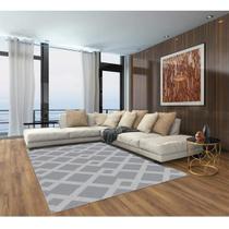 Tapete Sala Realce Alto Relevo Trilho 51 Cinza 1,50x2,00M