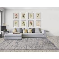 Tapete Sala Sem Pelo Abstrato Cinza 300X400 Antiderrapante