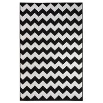 Tapete Sala Sem Pelo Zigzag Preto E Prata 300X500 Cm Chevron