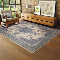 Tapete Sala Tabriz Bege Azul 100X150 Cm Classico Tipo Belga