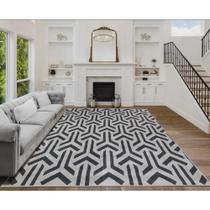 Tapete Sala Vegas Prime 150X200 Cm Cinza Preto Geometrico 3D