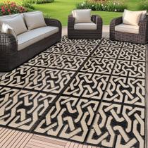 Tapete SAND MINE Canudo de plástico reversível preto e bege 150x240cm