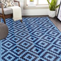 Tapete SAND MINE Tapetes reversíveis de plástico palha azul 150x240cm