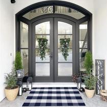 Tapete SEEKSEE Cotton Buffalo Plaid 70x110cm azul marinho e branco Tapete SEEKSEE Cotton Buffalo Plaid 70x110cm azul marinho e branco