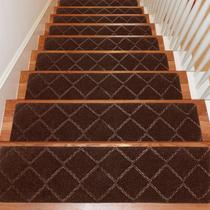 Tapete Seloom Stair Treads Carpet, antiderrapante, marrom, pacote com 15, 20x76 cm