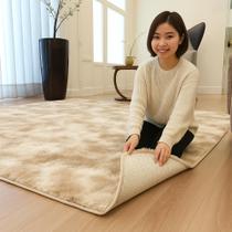 Tapete Shaggy Felpudo Luxuoso 3,00x2,00 Macio Bege Mesclado Sala Quarto