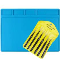 Tapete Silicone Antichamas Soldagem + 6 pinças antiestatica - Save Shop Tapete Silicone Antichamas Soldagem + 6 pinças antiestatica - Save Shop