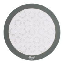 Tapete Silicone e fibra de Vidro Redondo Branco e Cinza para Confeitaria de Macarons 30cm