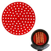 Tapete Silicone Redondo Air Fryer Vermelho Fritadeira 19cm Protetor