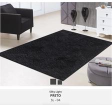 Tapete silky 1,50 x 2,00 pelo macio 100% antiderrapante moderno facil de limpar lancer (sl-04-preto)