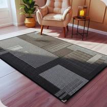 Tapete Sislle Tipo Sisal Preto e Cinza Lancer 2,00x2,50m Macio Sala Quarto Decoração