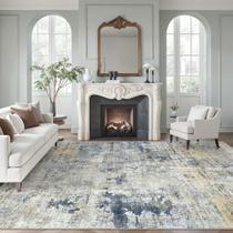 Tapete Soalmost 244 x 305 cm Lavável Antiderrapante Azul e Amarelo Tapete Soalmost 244 x 305 cm Lavável Antiderrapante Azul e Amarelo