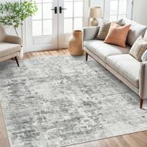 Tapete Soalmost Abstract 150x210cm Lavável à Máquina Cinza/Branco Tapete Soalmost Abstract 150x210cm Lavável à Máquina Cinza/Branco