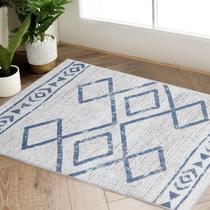 Tapete Suave de Lana Sintética Estilo Marroquí Jinchan 61x91 cm Azul