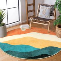 Tapete Sungea Abstract redondo de 180 cm lavável e antiderrapante para quarto Tapete Sungea Abstract redondo de 180 cm lavável e antiderrapante para quarto