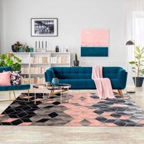 Tapete Supreme Cubos 3D 2,00 X 2,50M Ladrilho Rosa e Preto