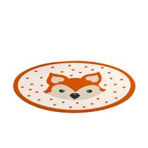 Tapete Tatame Antiderrapante Emborrachado Macio Redondo Quarto Criança Menino Menina Raposa Laranja